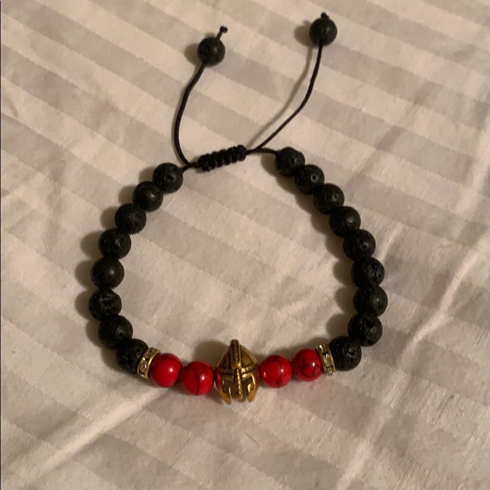 Lava and marble bead drawstring bracelet